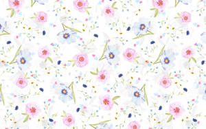 Flower Design Pink And Blue Flowers Wallpaper