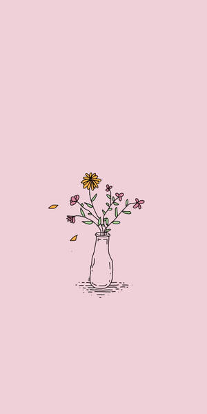 Flowers Aesthetic Vase Illustration Wallpaper