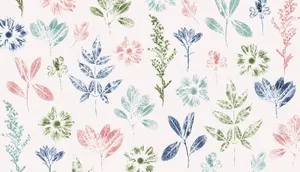 Flowers And Leaves On Floral Desktop Wallpaper