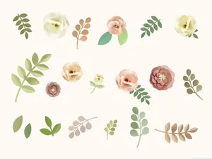 Flowers And Leaves Pastel Desktop Wallpaper