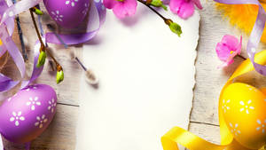 Flowers Easter Eggs Background Wallpaper