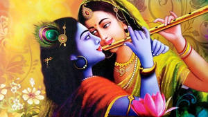 Flute-playing Radha And Krishna 4k Wallpaper