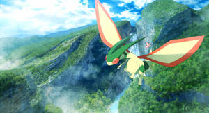 Flygon Flying Above The Mountains Wallpaper