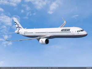 Flying Aegean Airlines Airbus A321 In Blue Sky Wallpaper