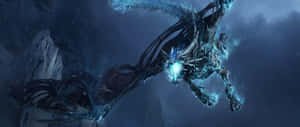 Flying Blue Aura Dragon Ultra Wide Gaming Wallpaper