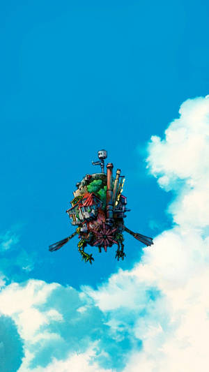 Flying Howl's Moving Castle Phone Wallpaper