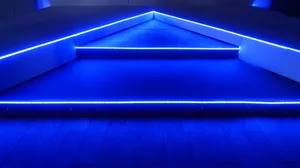 Follow The Blue Neon Lights Wallpaper