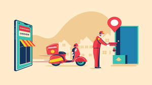 Food Delivery Vector Art Wallpaper