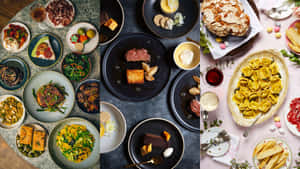 Food Table Collage Wallpaper