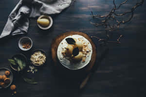 Food Table With Nuts And Pears Wallpaper