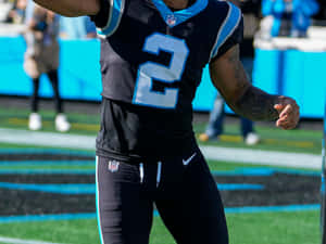 Football Athlete Dj Moore Carolina Panthers Number 2 Wallpaper