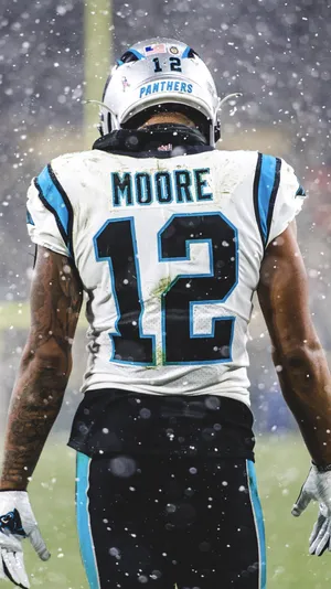 Football Athlete Dj Moore Carolina Panthers White 12 Wallpaper