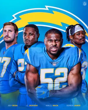 Football Cornerback Jc Jackson With His Los Angeles Chargers Teammates Wallpaper