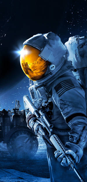 For All Mankind Gun In Space Wallpaper