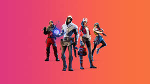 Fortnite - A Group Of People Standing On An Orange Background Wallpaper