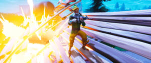 Fortnite - A Man Is Flying Over A Tree Wallpaper