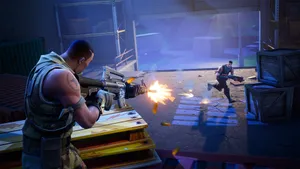 Fortnite Battle Royale Shooting At Warehouse Wallpaper