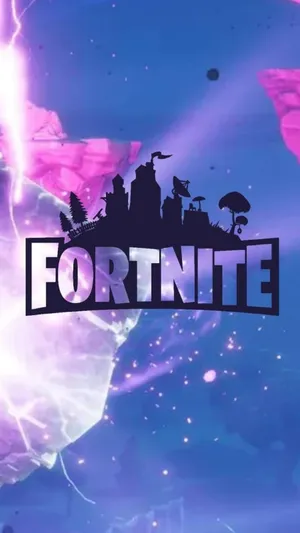 Fortnite Logo With Lightning And A Purple Background Wallpaper