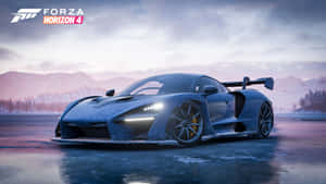 Forza Horizon 4 - A Blue Sports Car In The Snow Wallpaper