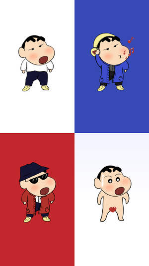 Four Piece Shin Chan Cartoon Outfits Wallpaper