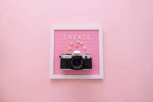Framed Camera Aesthetic Pink Desktop Wallpaper