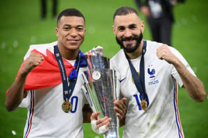 France National Football Team Benzema And Mbappe Wallpaper