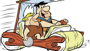 Fred Flintstone In Flintmobile Wallpaper