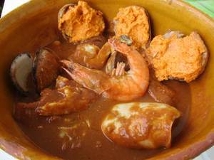 French Bouillabaisse Recipe In Brown Bowl Wallpaper