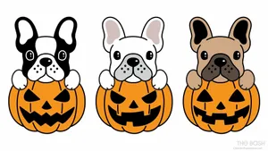 French Bulldogs In Beautiful Halloween Pumpkins Wallpaper