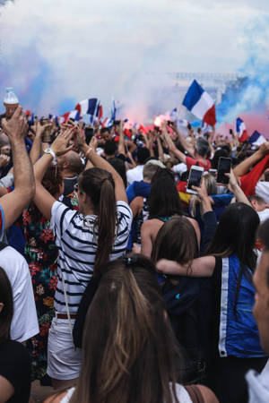 French Fans Proudly Show Their National Pride During The World Cup. Wallpaper