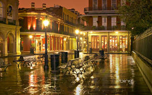 French Quarter Street Soaked In Rain Wallpaper