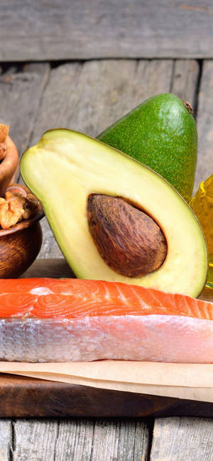 Fresh Avocado Fruit And Salmon Fish Still Wallpaper