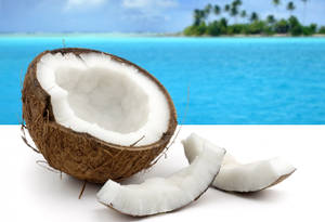 Fresh Delicious Slices Of Coconut Meat Wallpaper