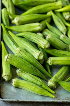 Fresh Okras In Food Tray Wallpaper