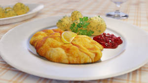 Fried Golden Yellow Wiener Schnitzel Wallpaper