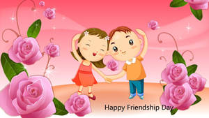 Friends Pink Friendship Day Wallpaper