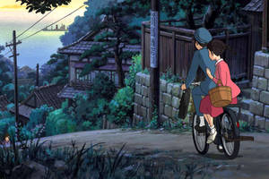 From Up On Poppy Hill Bicycle Scene Wallpaper