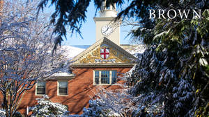 Front Photo Of Brown University Building With Snow Wallpaper