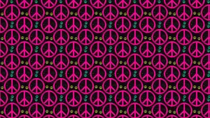 Fuchsia Pink Peace Symbols Wallpaper
