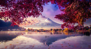 Fuji Mountain On A Colorful Autumn Wallpaper