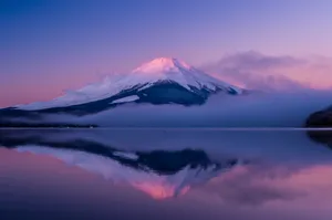 Fuji Peak On Pink Sunrise Wallpaper