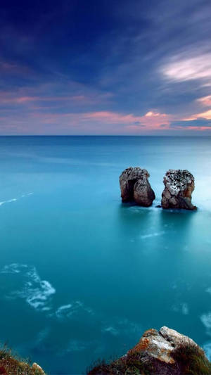 Full Hd Two Rocks At Sea Android Wallpaper