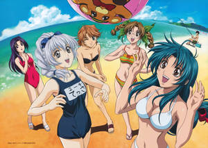 Full Metal Panic Characters In Beach Wallpaper