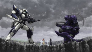 Full Metal Panic Robot Fight Scene Wallpaper