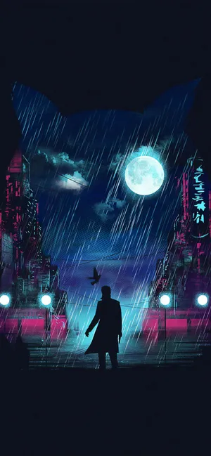 Full Moon City View Digital Art Wallpaper