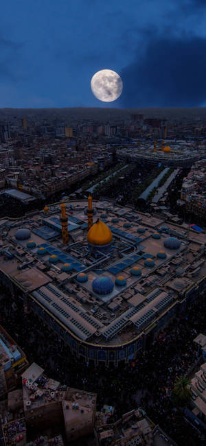 Full Moon Hossain Shrine Karbala Wallpaper