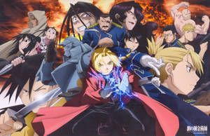 Fullmetal Alchemist Brotherhood Action Poster Wallpaper