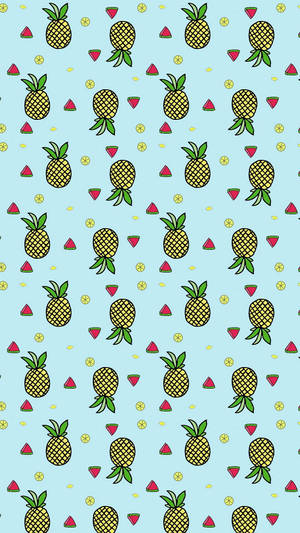 Fun Colorful Pattern Of Cute Tropical Fruits Wallpaper