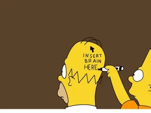 Funny Simpsons Bart Writing Homer's Head Wallpaper