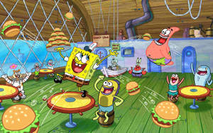 Funny Spongebob At The Krusty Krab Wallpaper